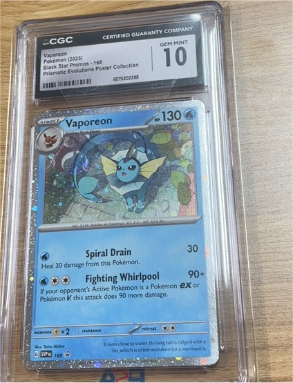 2025 Pokemon Black Star Promo #168 Vaporeon Prismatic Evolutions Poster Collection — front