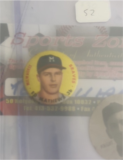 1956 Topps Pins #30 Eddie Mathews — front
