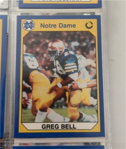 1990 Collegiate Collection Notre Dame #45 Greg Bell Fighting Irish Card — front