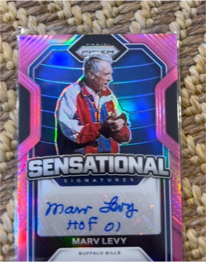 2020 Panini Prizm #30 Marv Levy Sensational Signatures Pink Prizm Autograph — front