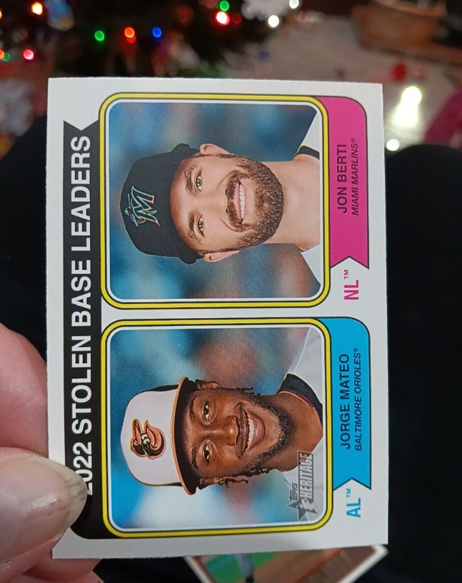 2023 Topps Heritage #204 2022 Stolen Base Leaders Jorge Mateo / Jon Berti — front