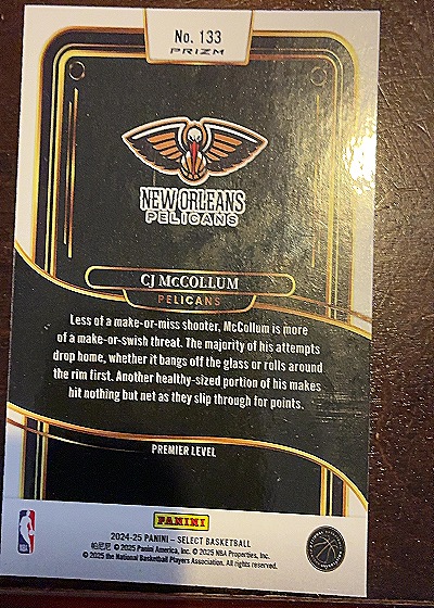 2024-25 Panini Select #133 CJ McCollum — back