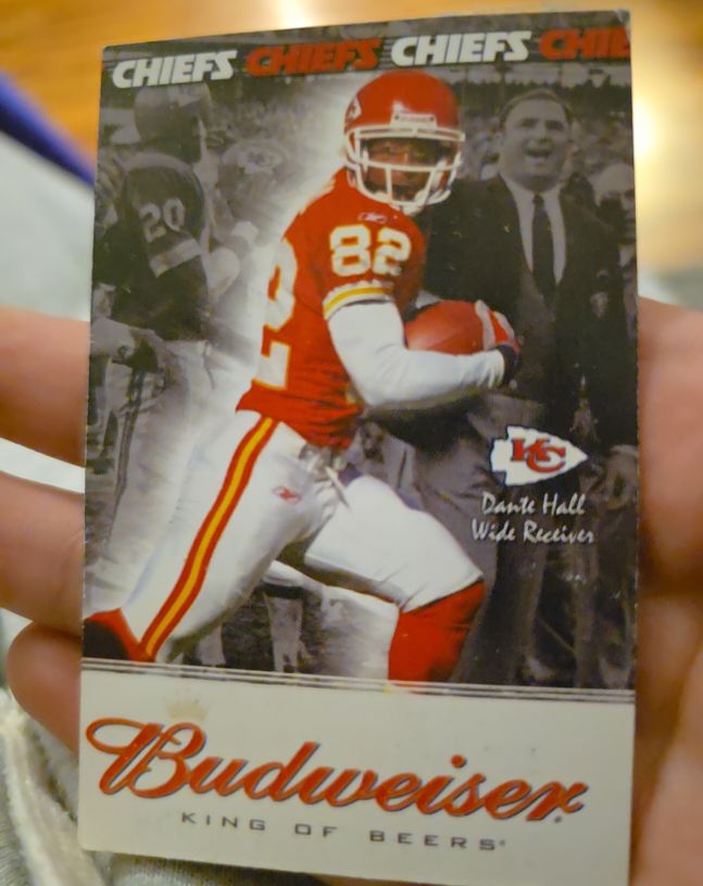 2003 Budweiser Kansas City Chiefs #82 Dante Hall — front