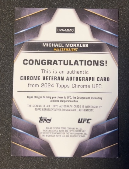 2024 Topps Chrome UFC Chrome Veteran Autograph Card Michael Morales — front