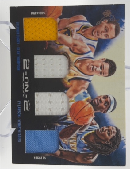 2013-14 Panini Court Kings 2 on 2 Quad Jersey Patch Stephen Curry/Klay Thompson/Ty Lawson/Kenneth Faried — front