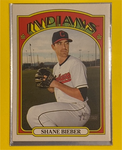 2021 Topps Heritage #47 Shane Bieber — front