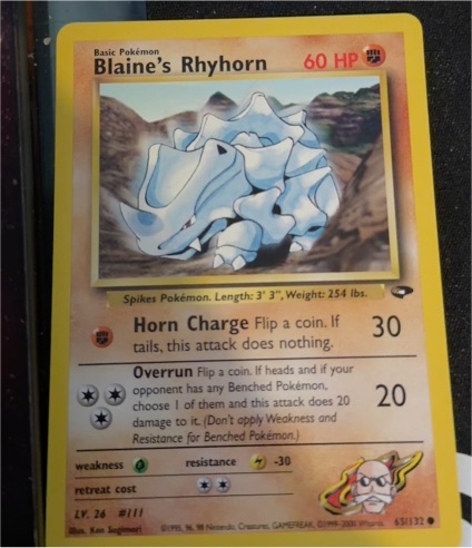 2000 Pokémon Gym Challenge #65 Blaine's Rhyhorn — front