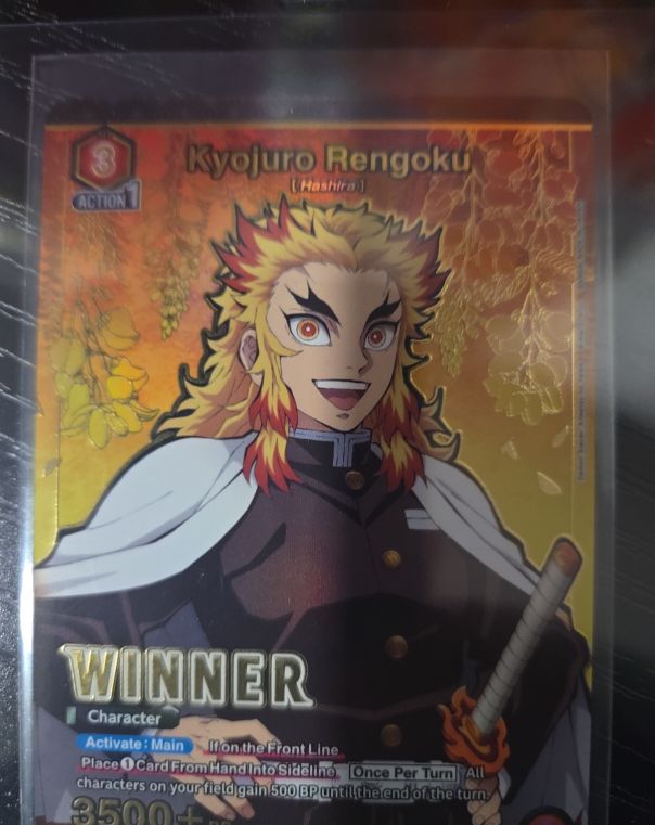 Union Arena 2023 KMY-1-089 Kyojuro Rengoku Winner Promo — front