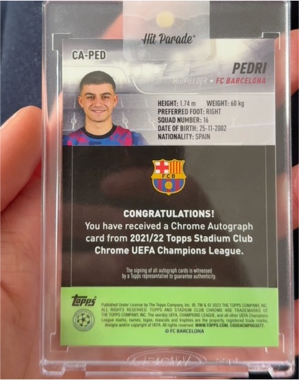 2021-22 Topps Stadium Club Chrome UEFA Champions League #CA-PED Pedri — front