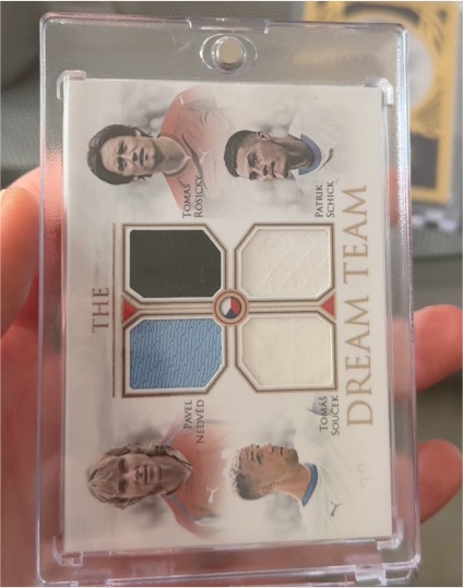 2022 Leaf Ultimate Multiplayer Dream Team Quad Patch Tomas Rosicky Patrik Schick Pavel Nedved Tomas Soucek — front