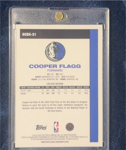 2025-26 Topps #80BK-51 Cooper Flagg — front