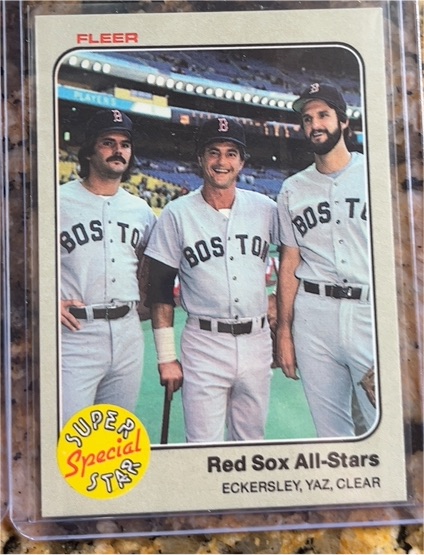 1983 Fleer #629 Red Sox All-Stars Eckersley, Yaz, Clear — front