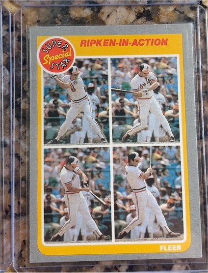 1985 Fleer #626 Cal Ripken Jr. Ripken-in-Action — front