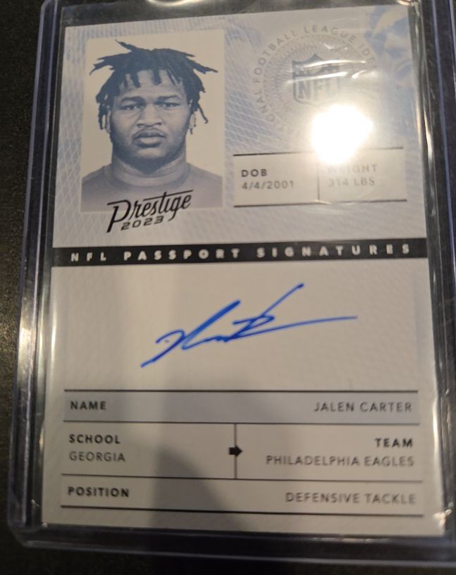 2023 Panini Prestige NFL Passport Signatures Jalen Carter — front