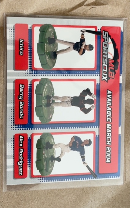2004 Topps #NNO Ichiro / Barry Bonds / Alex Rodriguez MLB Sportsclix Ads — front