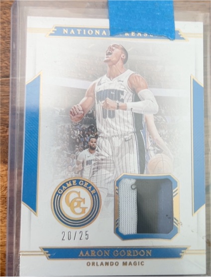 2019-20 Panini National Treasures Game Gear #GG-AG Aaron Gordon — front