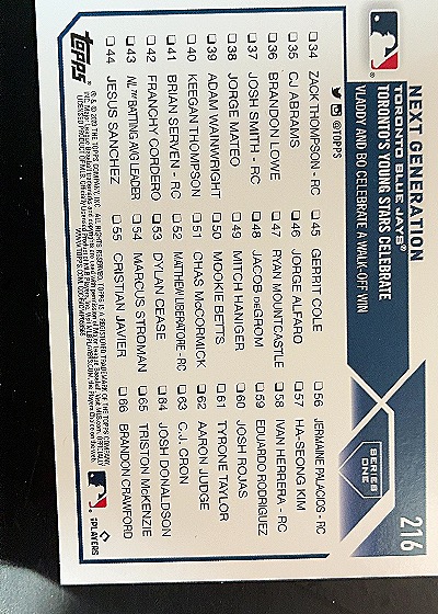 2023 Topps #216 Vladimir Guerrero Jr. — back