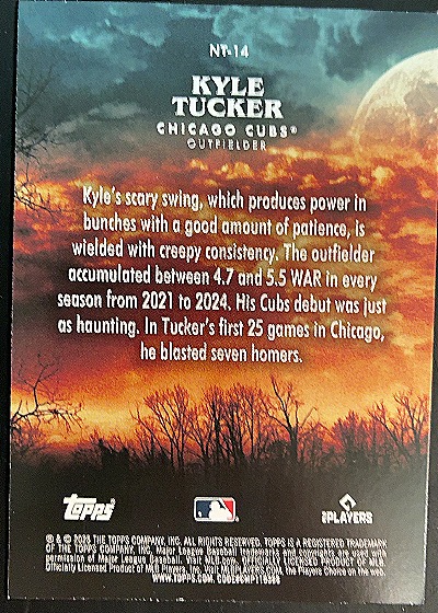 2025 Topps Update #NT-14 Kyle Tucker Night Terrors — back