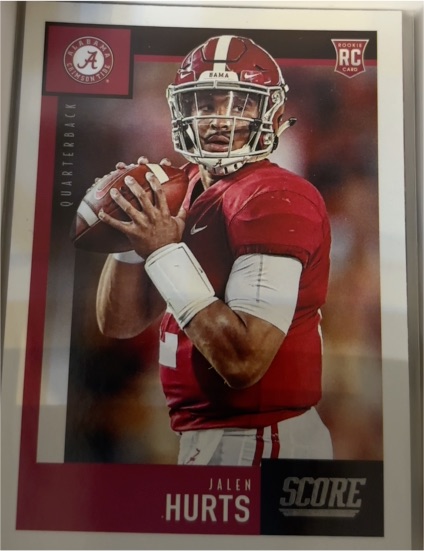 2020 Panini Score #394 Jalen Hurts Rookie RC Alabama Crimson Tide — front