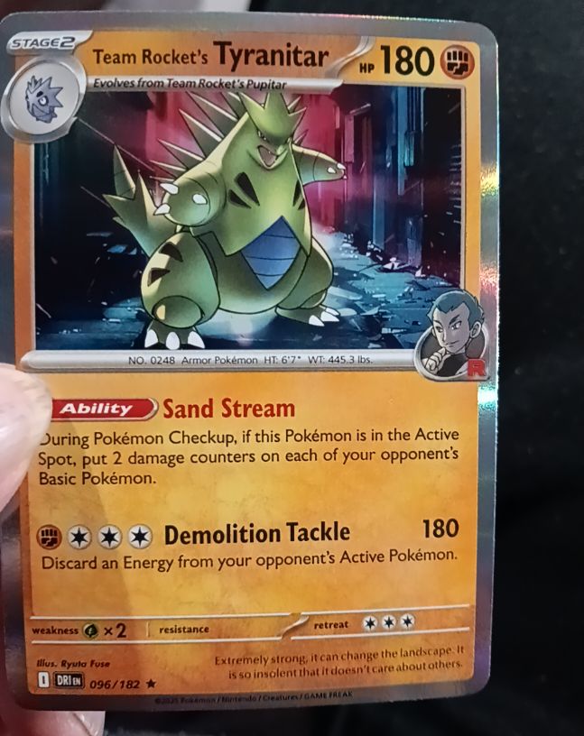 2025 Pokémon SV10: Destined Rivals #096 Team Rocket's Tyranitar — front