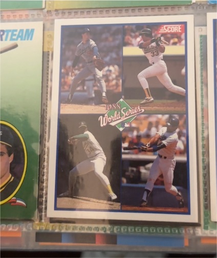 1989 Score #582 Jose Canseco, Kirk Gibson, Dave Stewart, Orel Hershiser — front