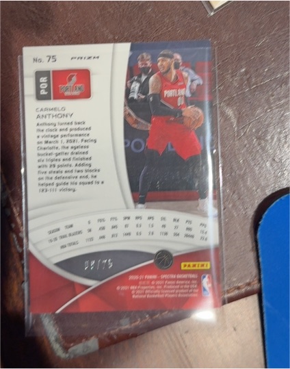2020-21 Panini Spectra Celestial Prizm #75 Carmelo Anthony — front