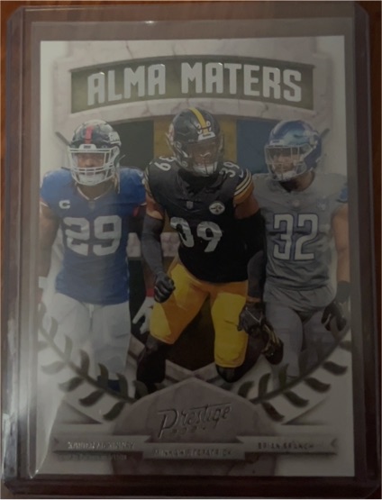 2024 Panini Prestige #16 Alma Maters Minkah Fitzpatrick, Brian Branch, Xavier McKinney — front