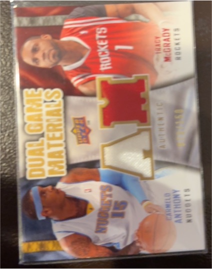 2009-10 Upper Deck Dual Game Materials #DG-TMCA Tracy McGrady / Carmelo Anthony — front