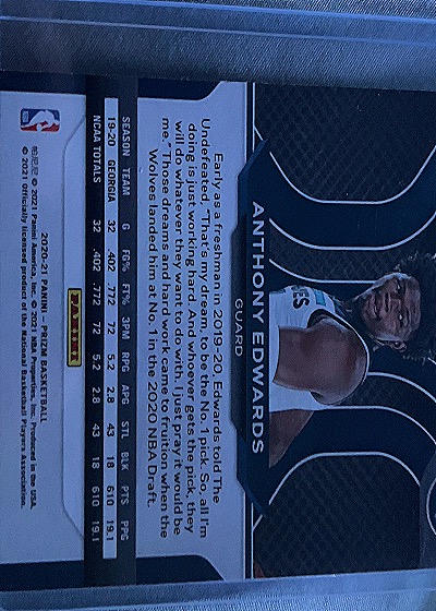2020-21 Panini Prizm #258 Anthony Edwards — back