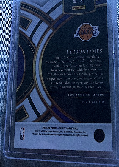 2023-24 Panini Select #139 LeBron James — back