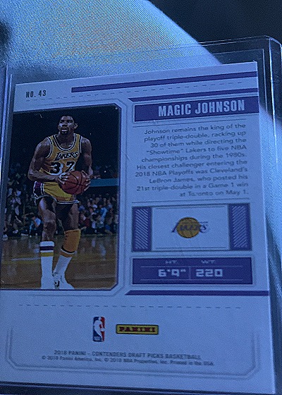 2018 Panini Contenders Draft Picks #43 Magic Johnson — back