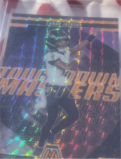2025 Panini Mosaic #5 Lamar Jackson Touchdown Masters Orange Fluorescent — front