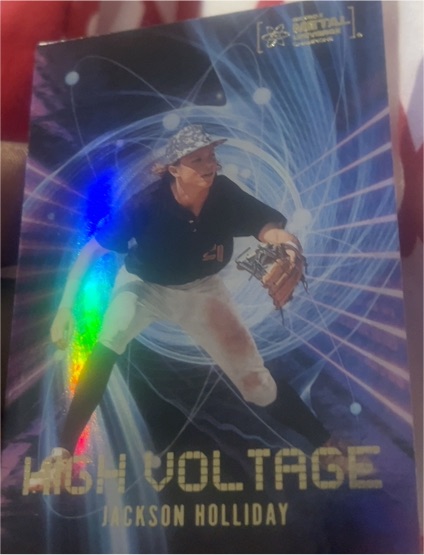 2023 Skybox Metal Universe Champions High Voltage #HV-3 Jackson Holliday — front