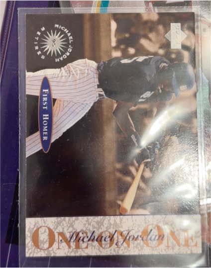 1995 Upper Deck Minor League #8 Michael Jordan One On One First Homer — front