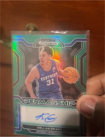 2022 Panini Prizm Draft Picks #CP-KGR Kellan Grady Penmanship Green Auto — front