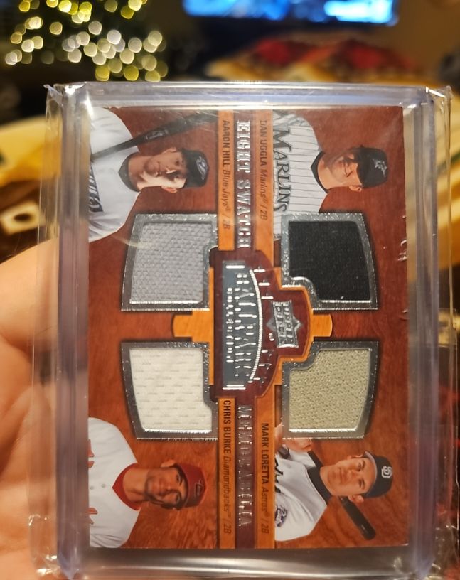 2008 Upper Deck Ballpark Collection #248 Dan Uggla/B.J. Upton/Carl Crawford/Manny Ramirez Quad Swatch — front