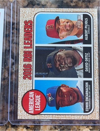 2017 Topps Heritage #4 2016 A.L. RBI Leaders Edwin Encarnacion / David Ortiz / Albert Pujols — front