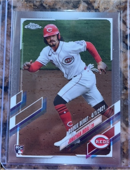 2021 Topps Chrome Update #USC96 Jonathan India Rookie Debut Purple Refractor — front
