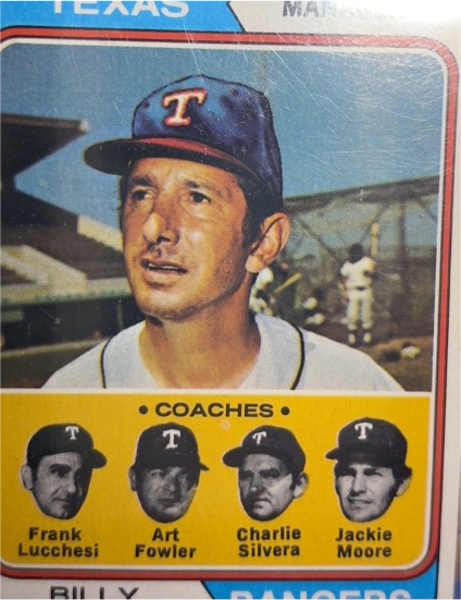1974 Topps #379 Billy Martin/Frank Lucchesi/Art Fowler/Charlie Silvera/Jackie Moore — front