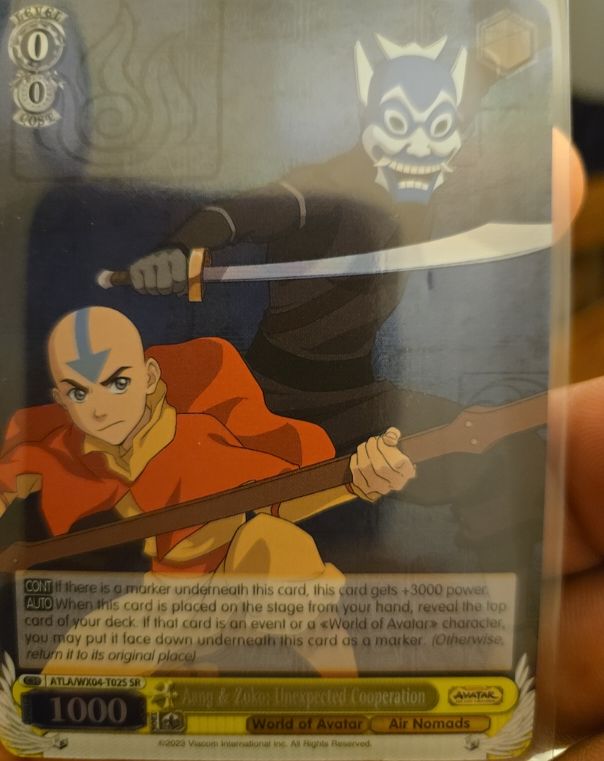 2023 Weiss Schwarz ATLA/WX04-T025 SR Aang & Zuko Unexpected Cooperation — front
