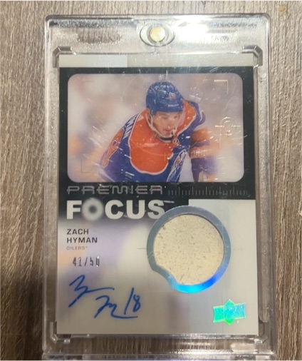 2023-24 Upper Deck Premier Focus Rookie Patch Auto #41/50 Zach Hyman — front