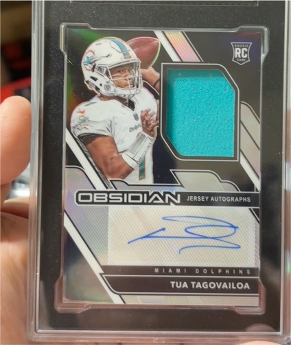 2020 Panini Obsidian #203 Tua Tagovailoa Rookie Patch Autograph — front