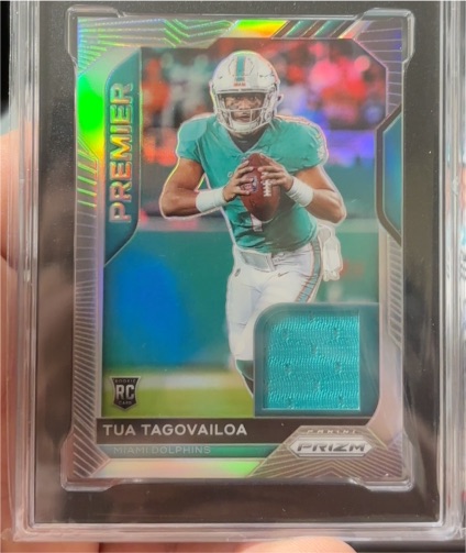 2020 Panini Prizm #2 Tua Tagovailoa Premier Jersey Patch Rookie — front