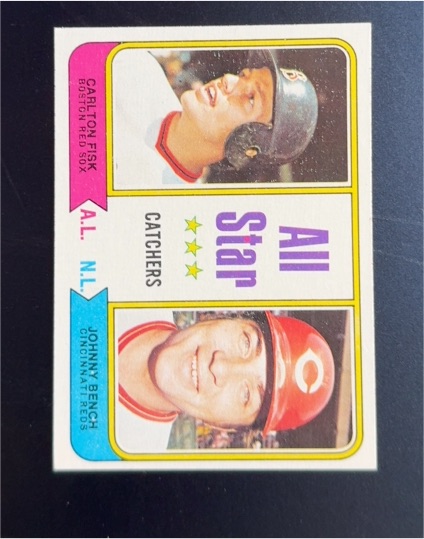 1974 Topps #331 All-Star Catchers Johnny Bench Carlton Fisk — front