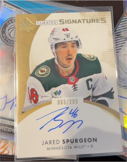 2023-24 SP Authentic Curated Signatures #SPC-SP Jared Spurgeon — front