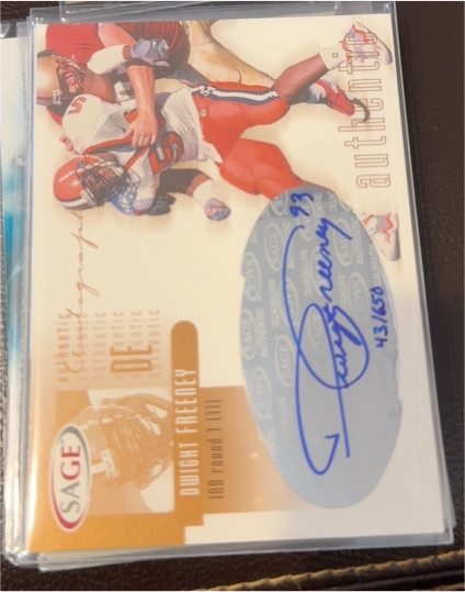2002 Sage Authentic #A14 Dwight Freeney Rookie Autograph — front