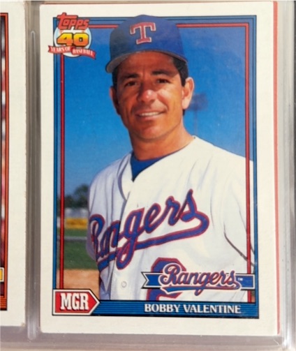 1991 Topps #489 Bobby Valentine Texas Rangers — front