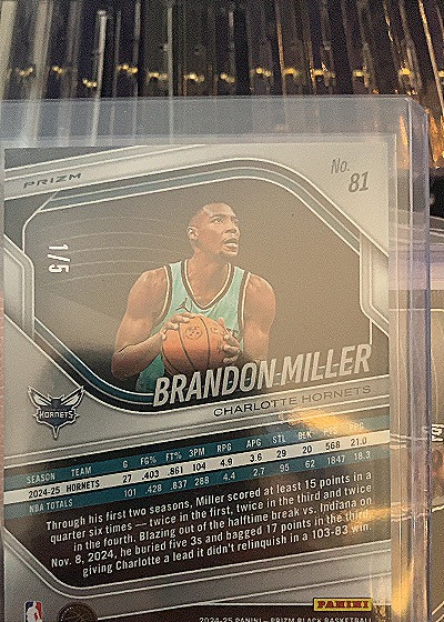 2024-25 Panini Prizm Black #81 Brandon Miller — back