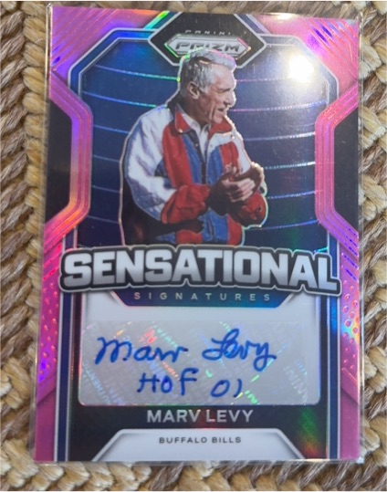 2020 Panini Prizm #30 Marv Levy Sensational Signatures Pink Auto — front