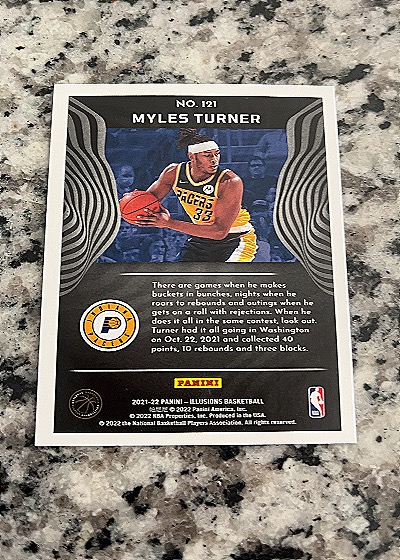 2021-22 Panini Illusions Trophy Collection #121 Myles Turner — back